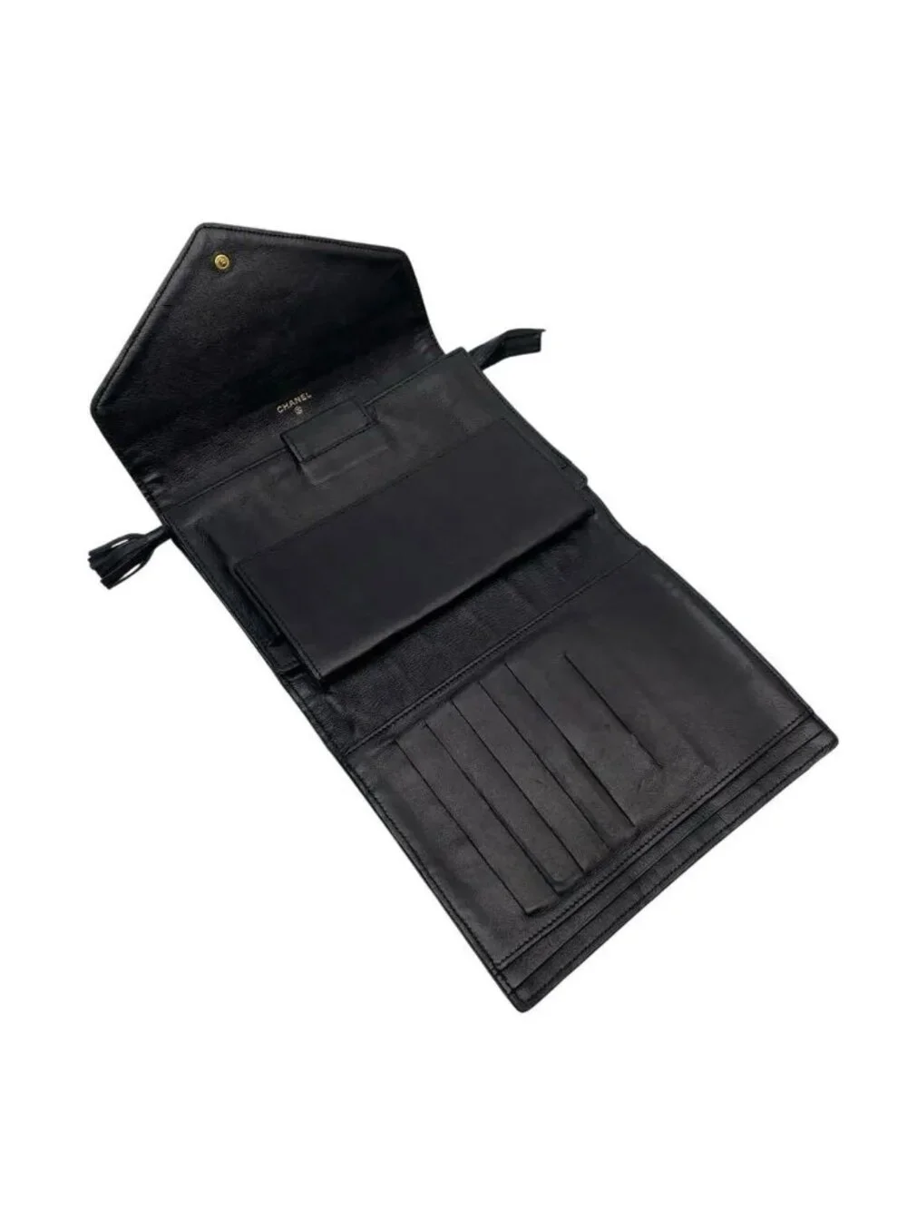 Chanel Bicolor Quilted Trifold Clutch Hand